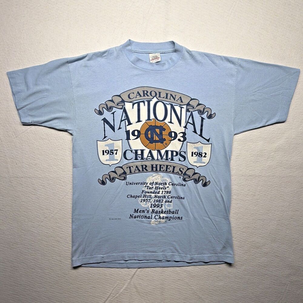 Vintage 1993 Belton UNC Tar Heels National Champions Carolina Blue T-Shirt XL